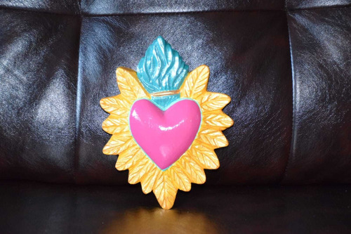 Imagen 8 de 9 de Corazón Mexicano Adorno Yeso Figura Regalo Pintado A Mano