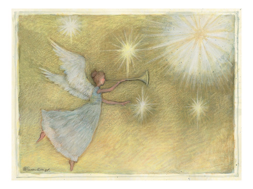 Lang  Golden Angel , Classic Christmas Cards, Artwork By Sus