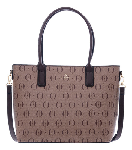 Bolsa Tote Olimba Para Mujer Amplios Compartimientos 9794 Marrón Claro Lisa Oro