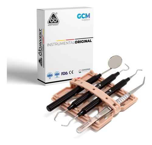 Juego Exploracion Dental Negro 4 Pzs Base 6b Aleman Premium Negro