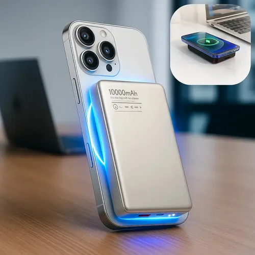 Carregador Celular Portatil Power Bank 10000mah Serve Em Android Ios Universal Indução Magsafe Usb Fio Tipo C Powerbank Mag Safe Magnético Bateria Carregamento Carga Potente Turbo Ultra Rápido