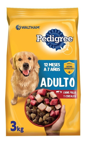 Imagen 1 de 8 de Pedigree Alimento Seco Perro Adulto Carne Pollo Cereal 3kg