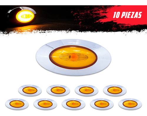 Set De Plafones Lat Elípticos 10 Pzs Ámbar 12-24 V Tunelight