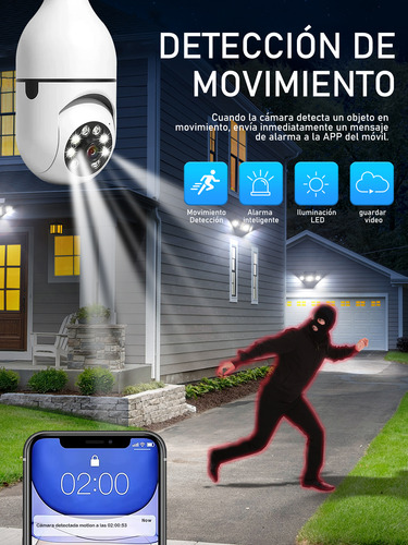 Cámara De Seguridad Wifi De 360° Visión Nocturna Alarma 3mp