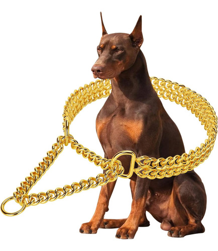 Collar De Perro De Acero Inoxidable De Oro De 19 Quilates Aj