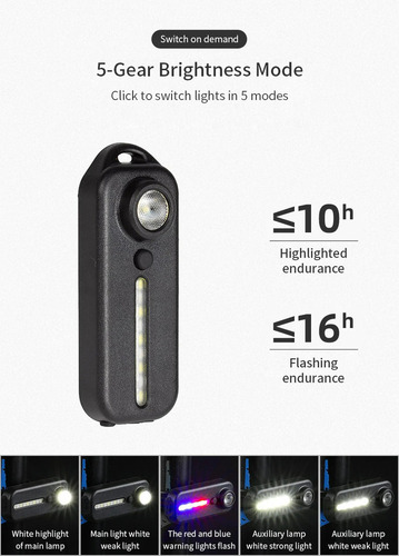 D Linterna Policial Recargable Por Usb Con Luz Trasera For