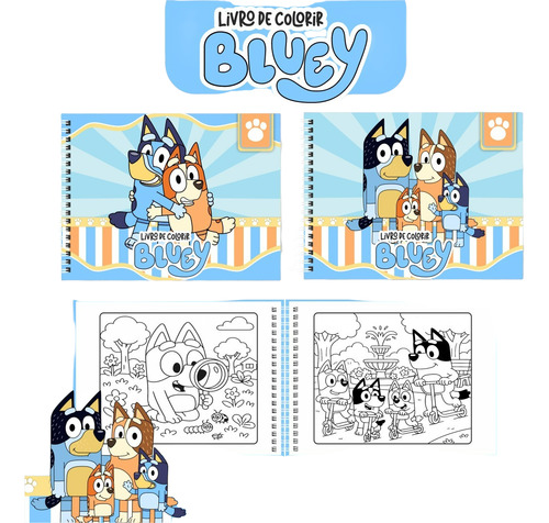 Livro De Colorir Bluey Estilo Bobbie Goods 50 Folhas - Capa Dura -personalizamos Com Nome