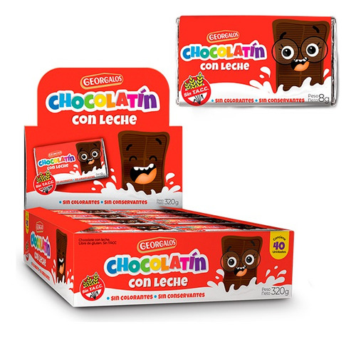 Chocolatin Georgalos Caja X40 Unidades Chocolate Con Leche