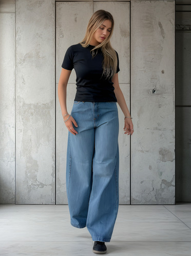 Pantalon Jean Mujer Stone Oversize Super Wide Harbor Women