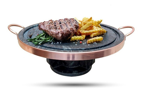 Fondue Kit 32 Cm Pedra Sabão Fogareiro E Chapa De Carne