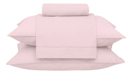 Jogo De Cama King 180 Fios Buddemeyer Basic Percalle 4 Peças Cor Rosa Desenho do tecido Lisa