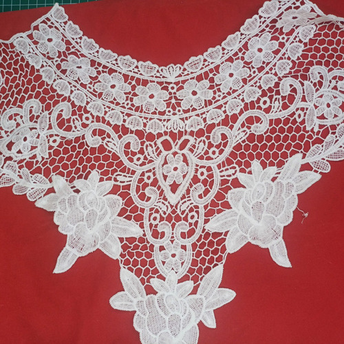 Cuello Encaje Guipur Elegantes Playeras 45x45cm L1829 Blanco