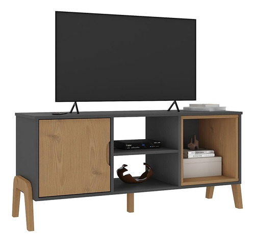 Rack De Tv Lcd Led Living Comedor Madera V Mueble Lcm Color Grafito/Miel