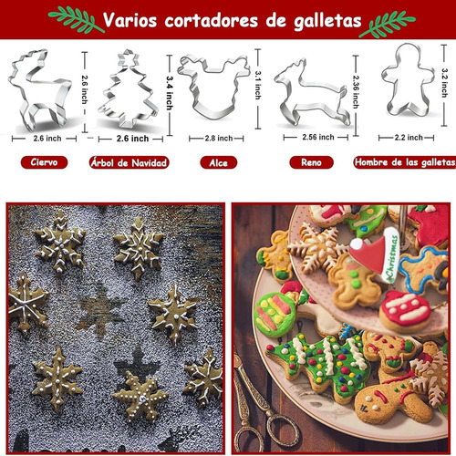 Moldes Para Galletas Navidad De Acero Inoxidable, Juego