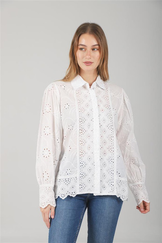Camisa Premium Lupita Broderie Beige/whiteguk70040 Arizona