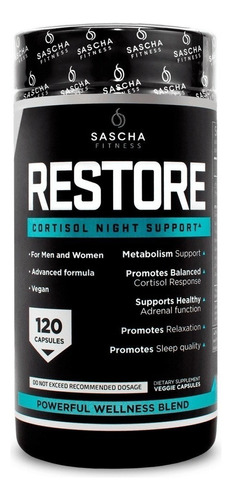 Suplemento en cápsulas Sascha Fitness  RESTORE en pote 120 un