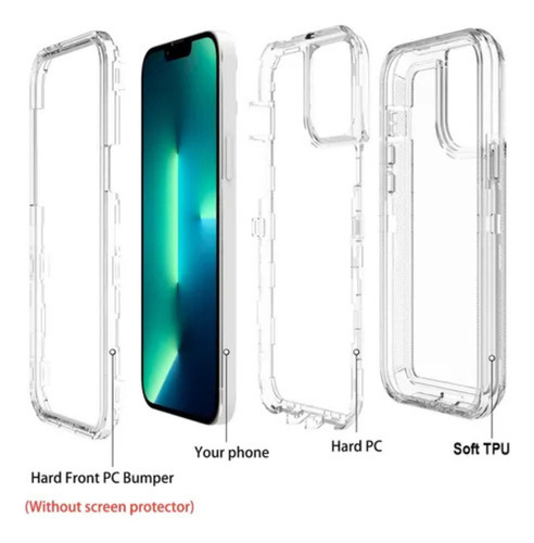 Funda Para Redmi Uso Rudo 360 Transparente Antigolpes Con Marco Frontal Combo 3 En 1
