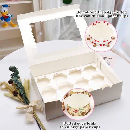 Caja De Cartón Para Cupcakes, Muffin Boxes Para 12 Cupcake