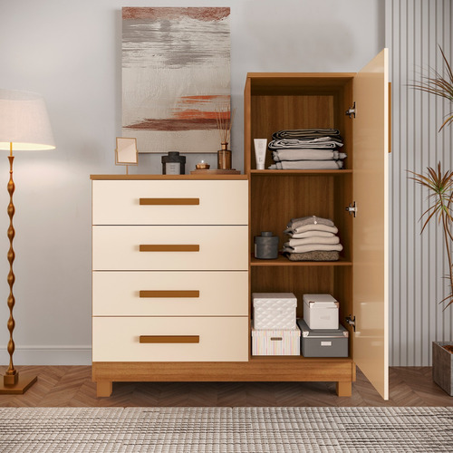 Cômoda Quarto Grande Bebê 1 Multiuso Sapateira 4 Gavetas