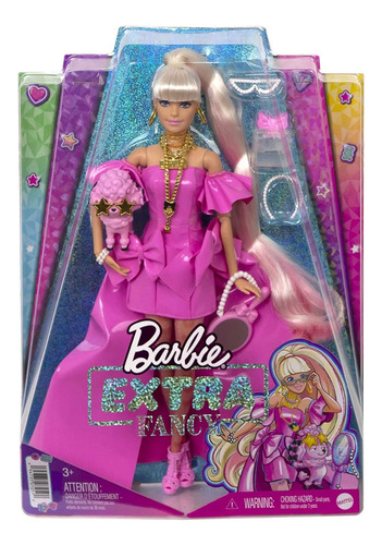 Muñeca Barbie Extra Fancy Long Blond Hair Pink Glossy Gown