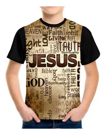 Camiseta Jesus Gospel Criativa Evangélica Masculina Infantil