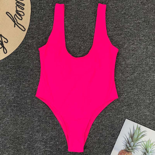 Traje De Baño Sólido De Una Pieza For Mujer, Traje De Baño