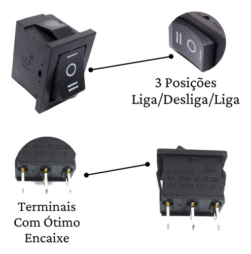 Chave Tic Tac Kdc 3 Posições On/off/on - 3p 3t - Kcd1-2-103