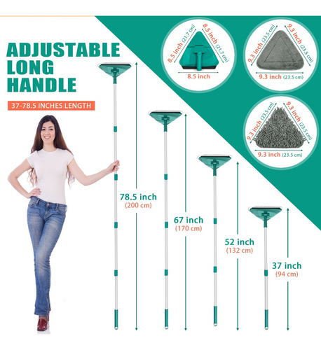 Jehonn Limpiador De Pared Fregona Triangular Con Mango De 2m