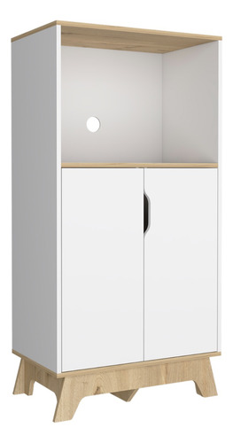 Mueble Microo + Alacena De Cocina - Bicolor Blanco/duna