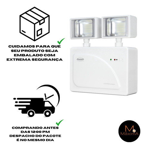 Luminária Luz Emergência Led 3000 Lumens Segurimax Bivolt