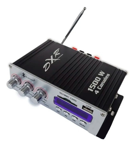 Imagen 3 de 10 de Amplificador 1500w Usb Sd Y Fm 4 Canales Control Remoto Blue