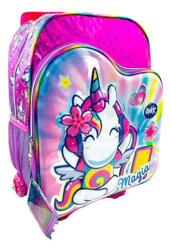 Mochila De Carrito Unicornio Con Luces Primaria Uso Rudo 1