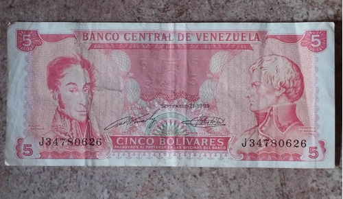 Billete De 5 Bs 