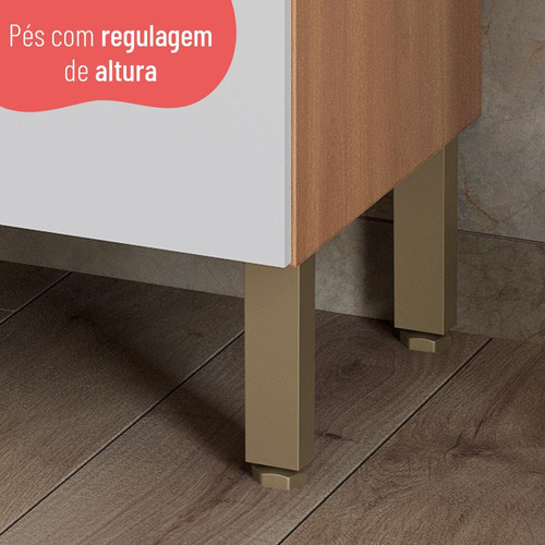 Paneleiro De Cozinha Bárbara 40cm 2 Portas Freijó E Branco