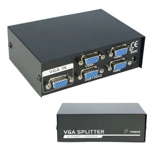 Splitter Vga 1x4 Divisor De Video Vga Definición Hd Y Fuente