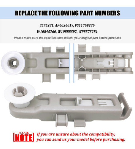 Ruedas Del Rack Del Lavavajillas W10888592 Para Whirlpool