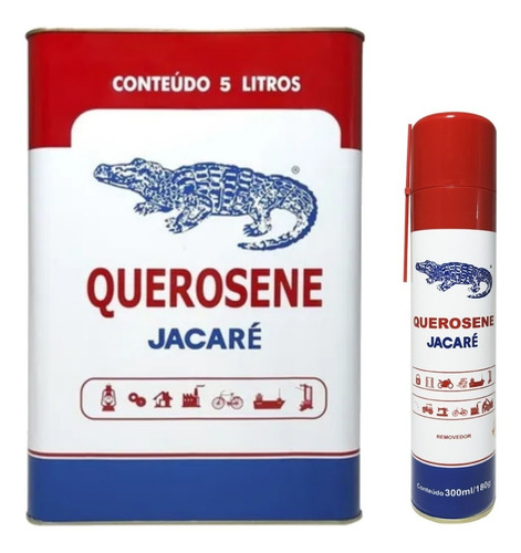Querosene Jacaré 5 Litros + Querosene Jacaré Aerossol 300ml