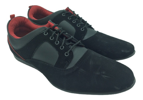 Zr Zapato Casual Urbano Mod Hombre Negro Rojo Gamuza Adriano