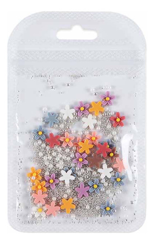 Joyas Para Uñas De Color Mate De Cinco Flores, 40 Bolsas De