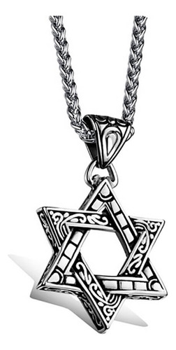 Cadena de acero con colgante de estrella de David