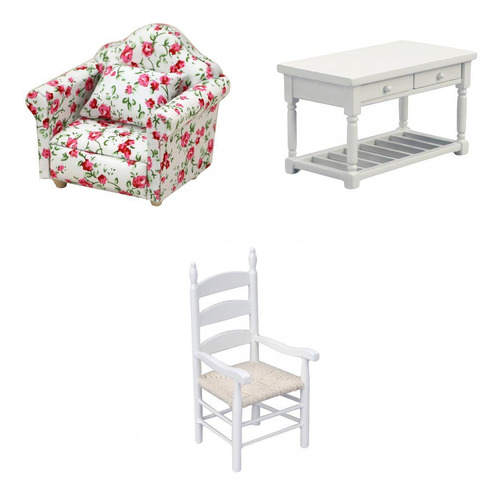Sofá De Simulación 1/12 Con Silla De Escritorio Muebles De