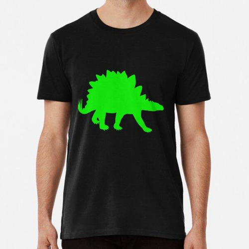 Remera Stegosaurus Verde Sobre Fondo Negro Algodon Premium