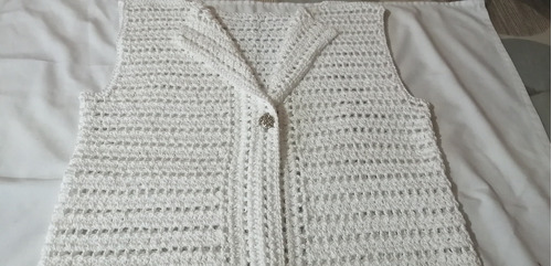 Chaleco Tejido Con Crochet Para Mujer Color Blanco Nue. Vo