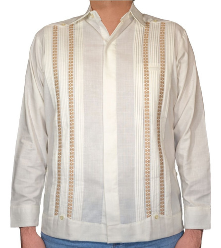 Guayabera De Lino Manga Larga Hecho Por Artesanos Yucatecos.