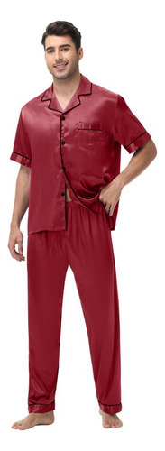 Pijama De Moda Liso Con Botones De Bolsillo De Manga Corta