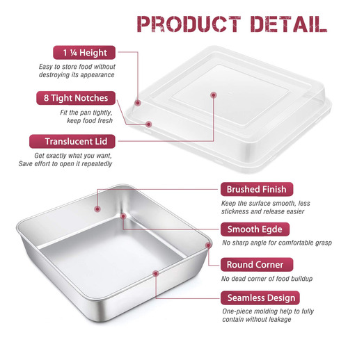 Molde Para Tartas P&p Chef, Acero Inoxidable, 20 Cm, Cuadrad
