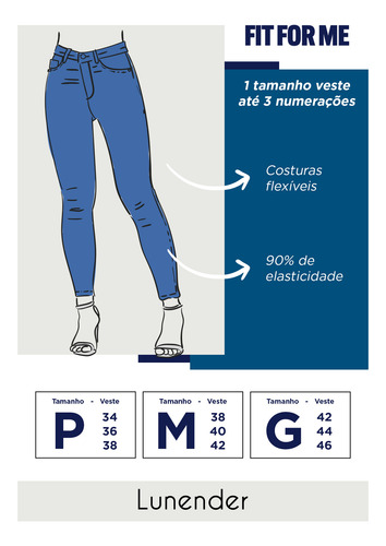 Calça Jeans Fit For Me Sem Zíper Cinturamédia Lunender 47738