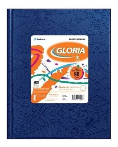 Cuaderno Nº3 Tapa Dura 48 Hojas 90grs Rayado Gloria Forrado