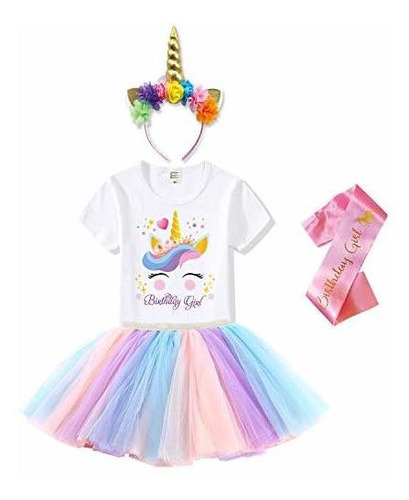 Diadema De Unicornio, Camiseta, Vestido De Tutú Y Fajín De S