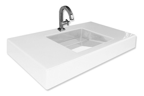 Lavatório Pia Para Banheiro Jade De Mármore Sintético 59cm Cor Branco